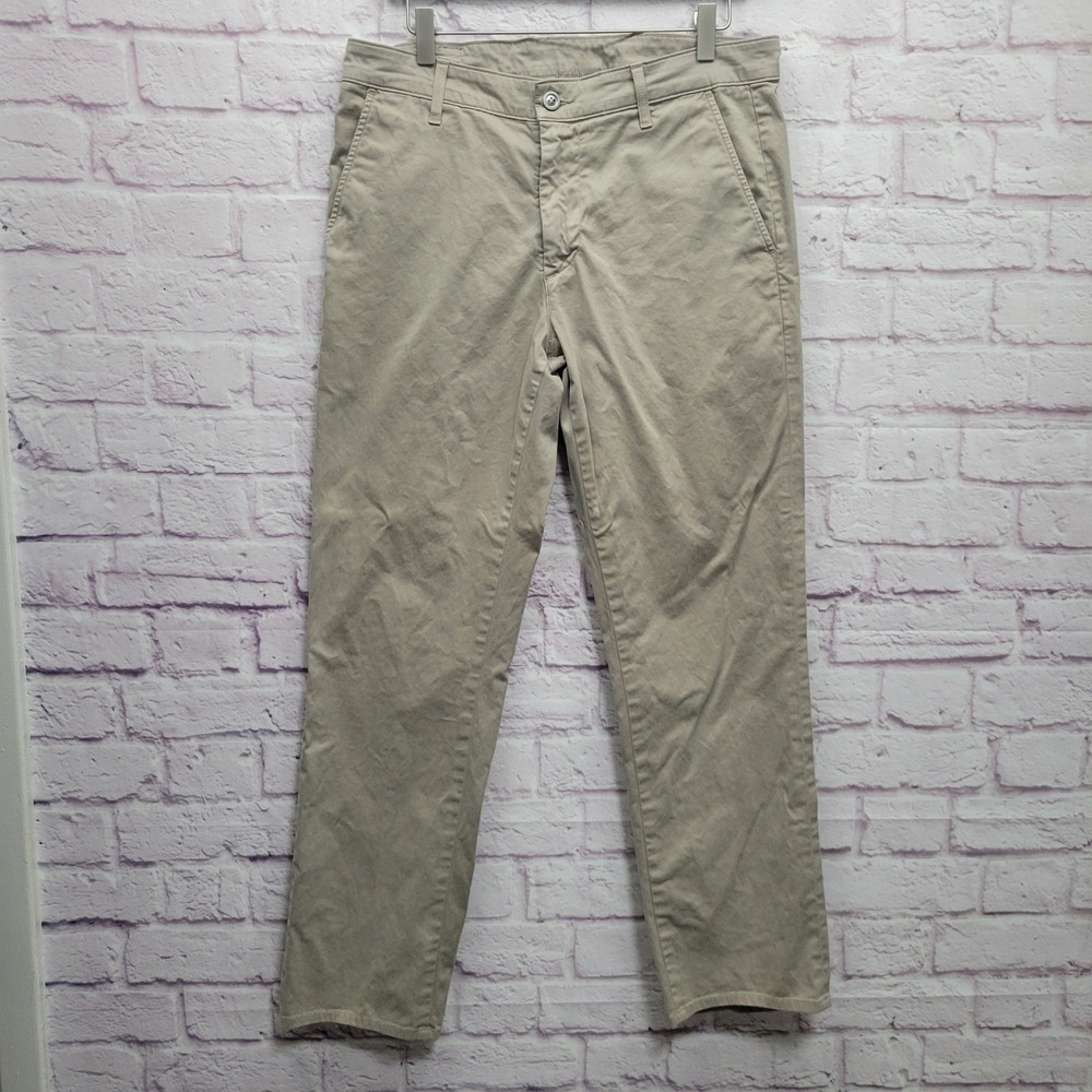 Adriano Goldschmied Tan Khaki Pants Mens 32x31 Flat Front Business Casual Preppy